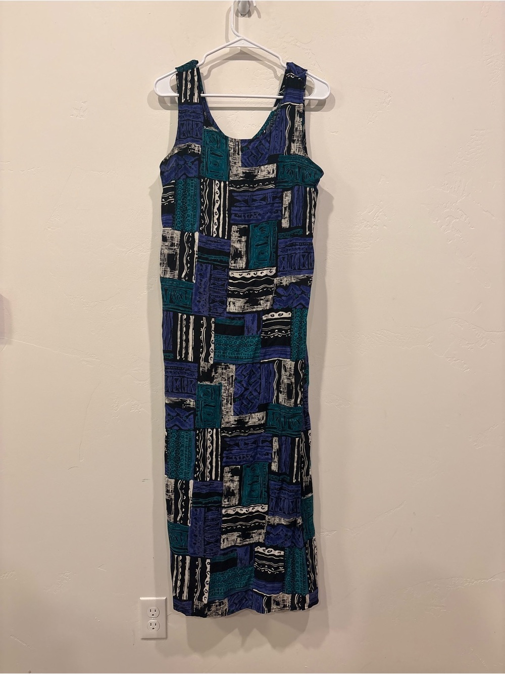 Nina Piccalino Teal & Navy Patchwork Sleeveless Maxi Dress